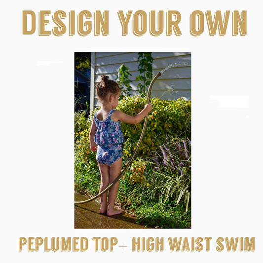 DESIGN YOUR OWN PREORDER | Peplum Top + High waisted Bottoms 2 piece Swim suit