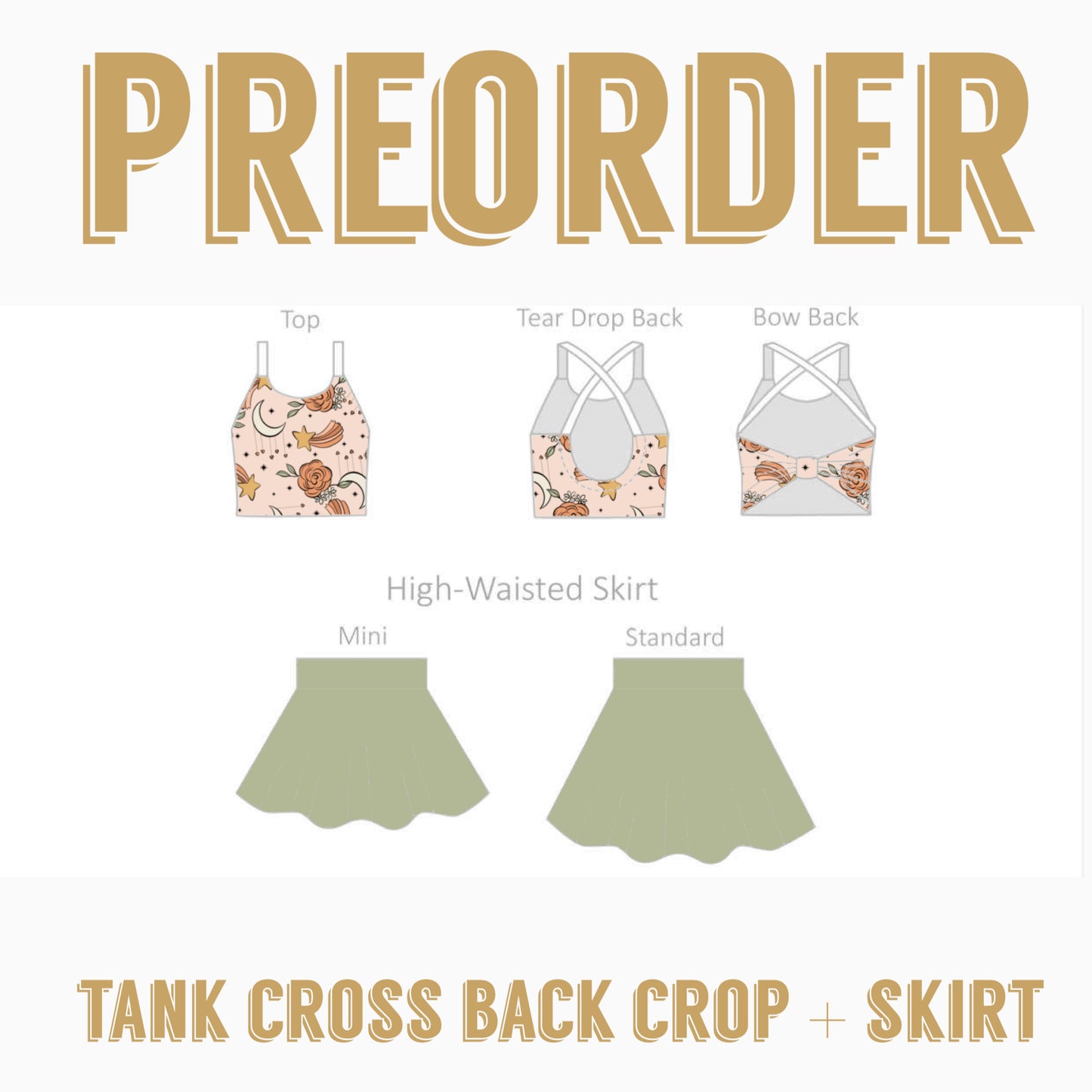 PATRIOTIC PREORDER PRE-ORDER |Tank Cross Back Crop + High waisted skirt