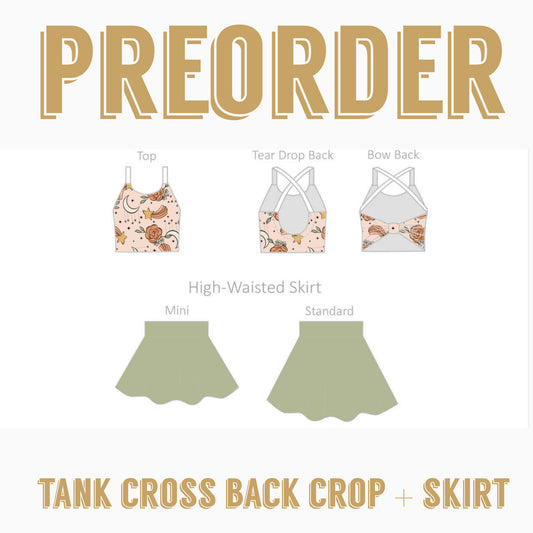 EPIC PRE-ORDER |Tank Cross Back Crop + High waisted skirt