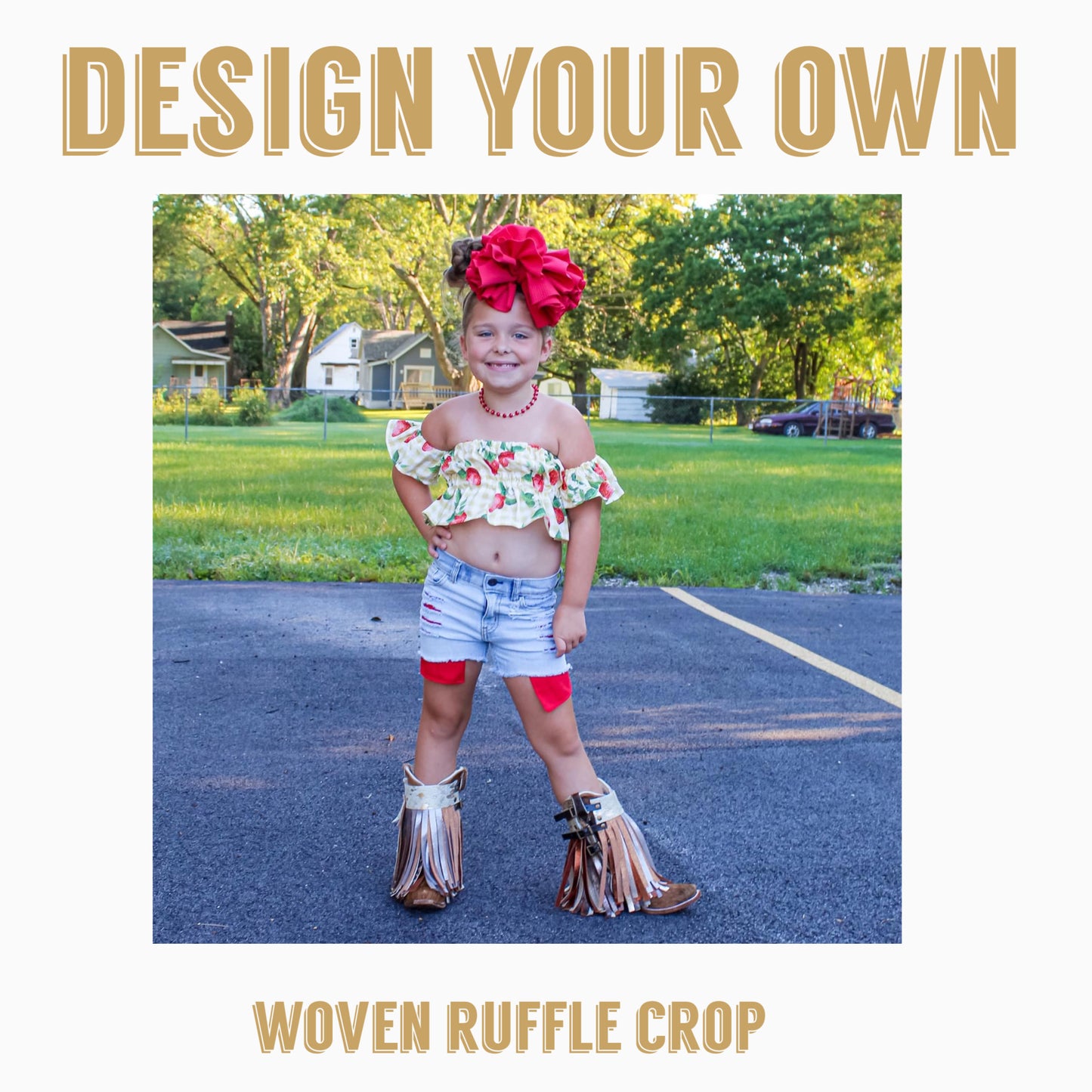 Design your own| WOVEN Ruffle crop