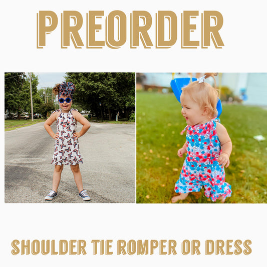 PATRIOTIC PREORDER | Shoulder tie romper or dress