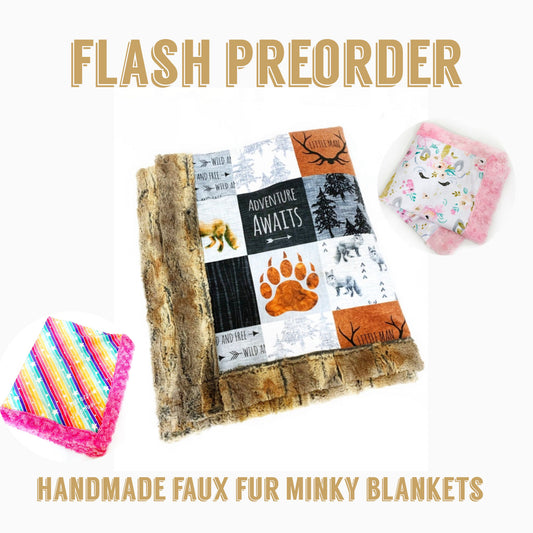 Handmade Minky Faux Fur Blankets 2 size options